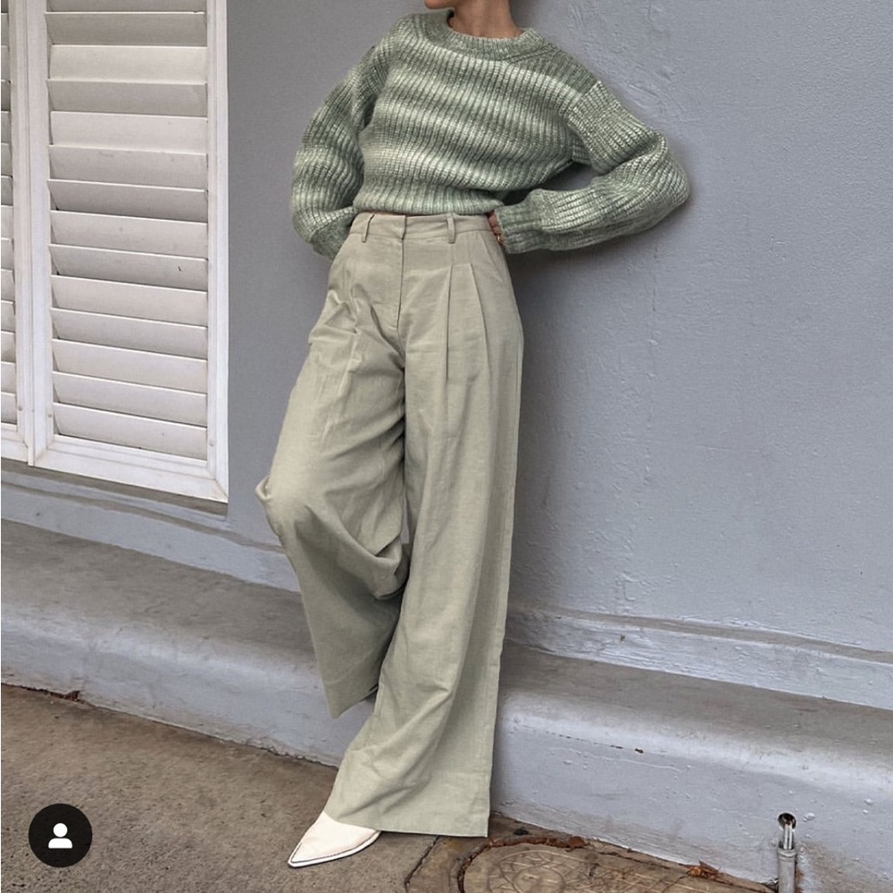 NWOT Mon Renn aura knit jumper pullover sweater in green sage ombré